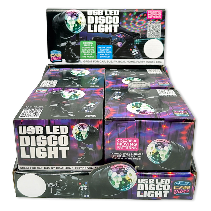 Mood Light USB LED Disco Light with Suction Cup Mount - 4 Pieces Per Retail Ready Display 23575 CAR VIBEZ