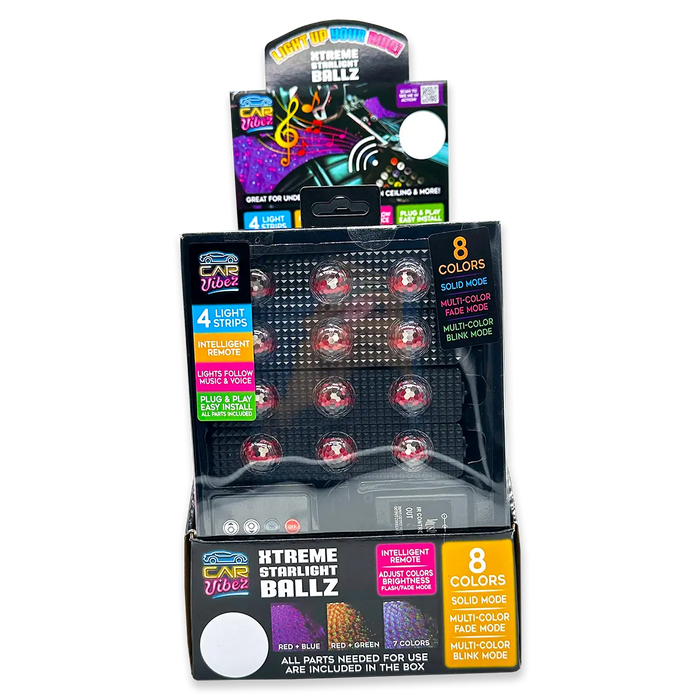 Mood Light Xtreme Starlight Ballz with Remote - 6 Pieces Per Retail Ready Display 24114 CAR VIBEZ