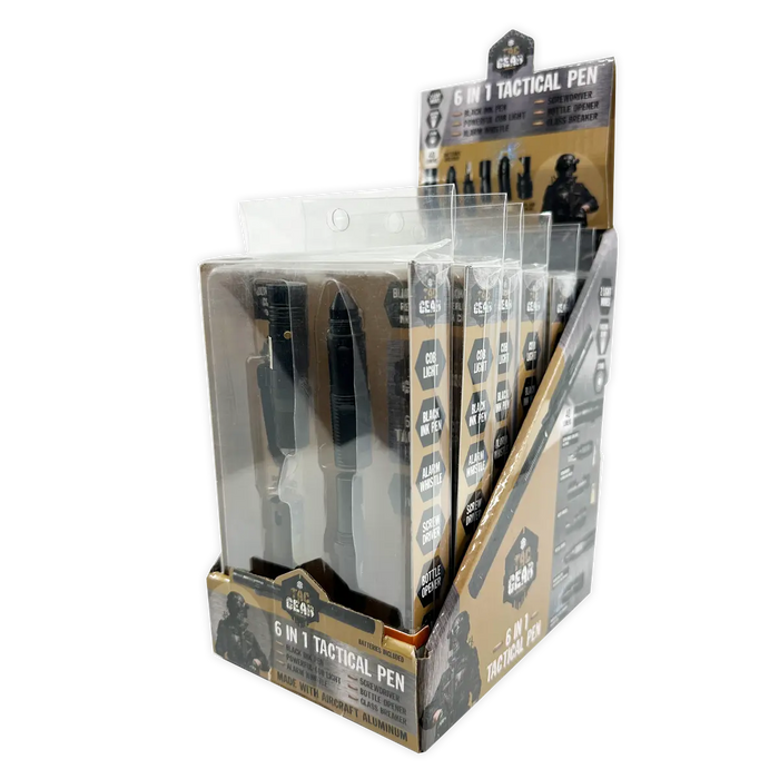 Multi-Tool 6-In-1 Tactical Pen with LED Flashlight - 6 Pieces Per Retail Ready Display 25852 TAC GEAR