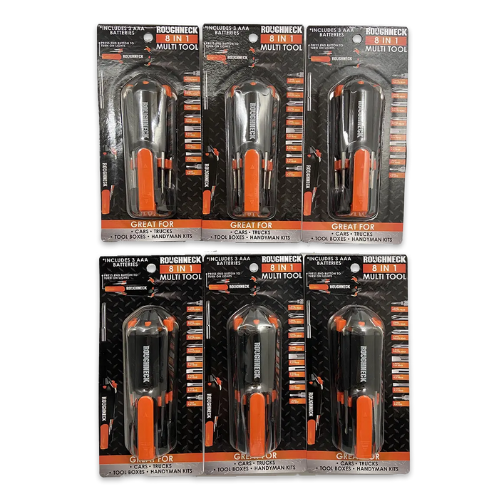 Multi-Tool 8-In-1 with Lights - 6 Pieces Per Retail Ready Display 25116 ROUGHNECK