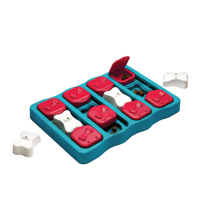 Outward Hound by Nina Ottosson Dog Brick Treat Puzzle Enrichment Toy, Level 2 Intermediate Game, Blue