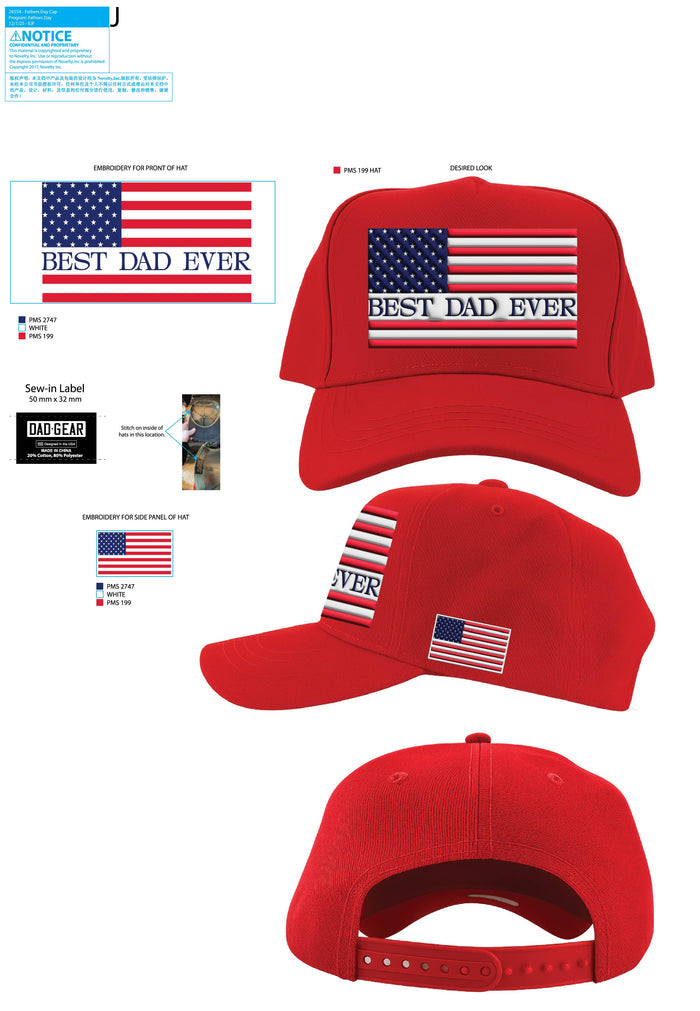Patriotic Father's Day Ball Cap Hat - 6 Pieces Per Retail Ready Display 26554