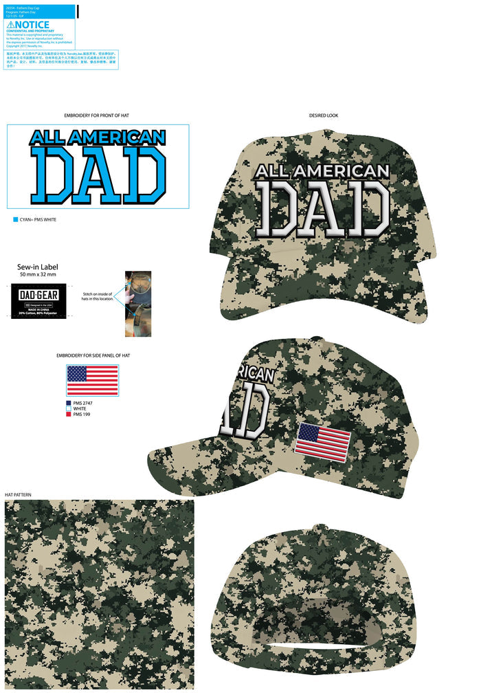 Patriotic Father's Day Ball Cap Hat - 6 Pieces Per Retail Ready Display 26554