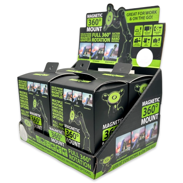 Phone Mount with Magnetic Mount and Suction Cup Base - 4 Pieces Per Retail Ready Display 21953 GADGET GEAR