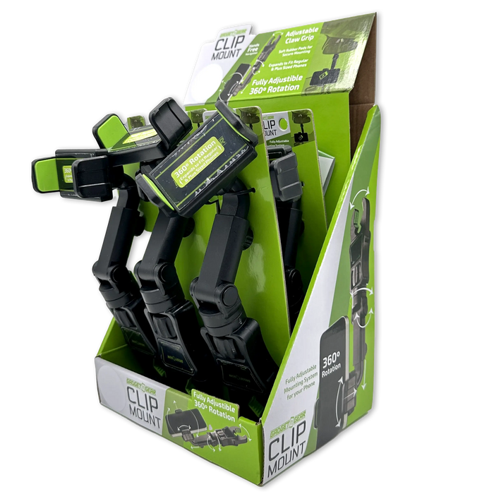 Phone Stand with Claw Clip Mount - 6 Pieces Per Retail Ready Display 23717 GADGET GEAR