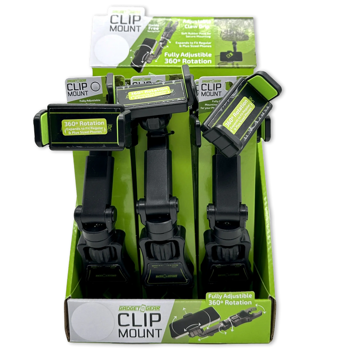 Phone Stand with Claw Clip Mount - 6 Pieces Per Retail Ready Display 23717 GADGET GEAR