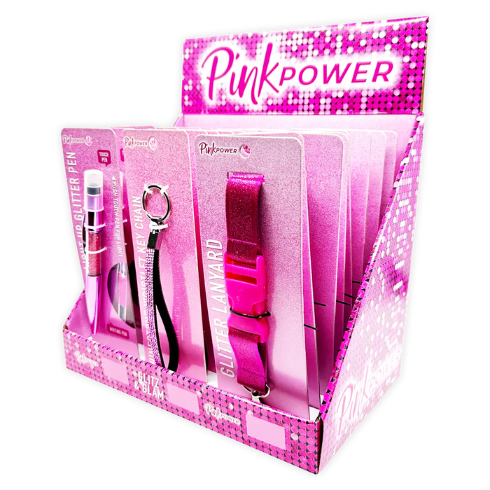 Pink Power Key Chain LanyardandPen Assortment - 22 Pieces Per Retail Ready Display 88529 NOVELTY INC