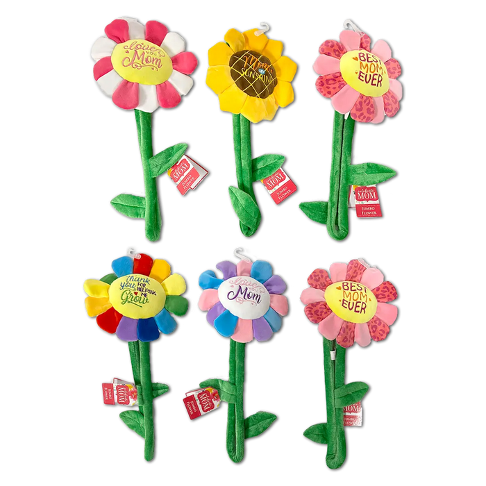 Plush Daisy Flower 36" Assortment - 6 Pieces Per Pack 25528 KIPP BROTHERS