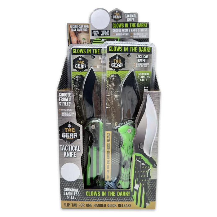 Pocket Knife Glow in The Dark with Bottle Opener - 6 Pieces Per Retail Ready Display 24450 TAC GEAR