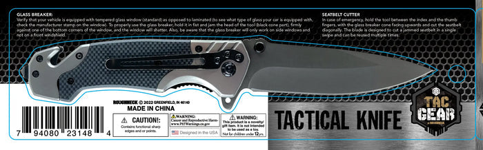 Pocket Knife with Belt Cutter - 6 Pieces Per Retail Ready Display 23148 TAC GEAR