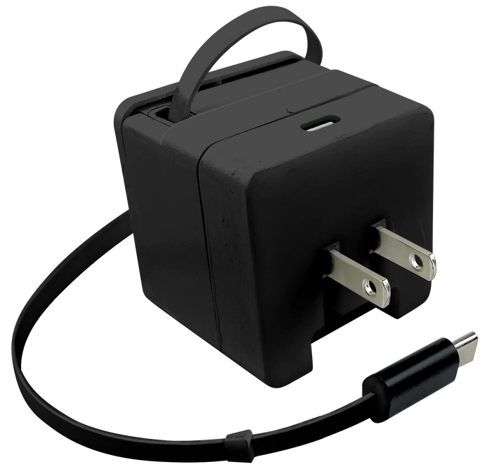Retractable 30" Charger AC Dual Port USB-C 20 Watts - 6 Pieces Per Retail Ready Display 25383 GADGET GEAR