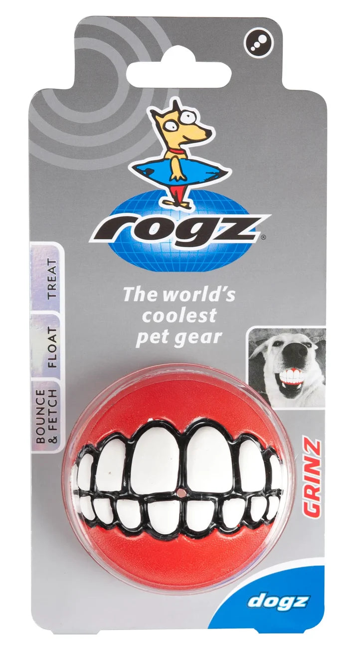 Rogz Grinz Medium Dog Toy red