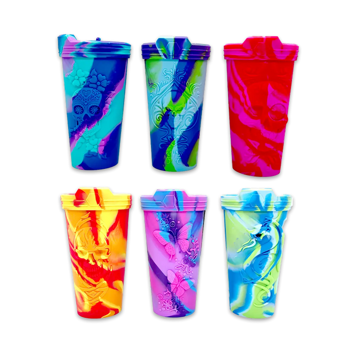 Roughneck Silicone Cup 16oz +Lid 6 Pieces Per Retail Ready Display 25292 ROUGHNECK