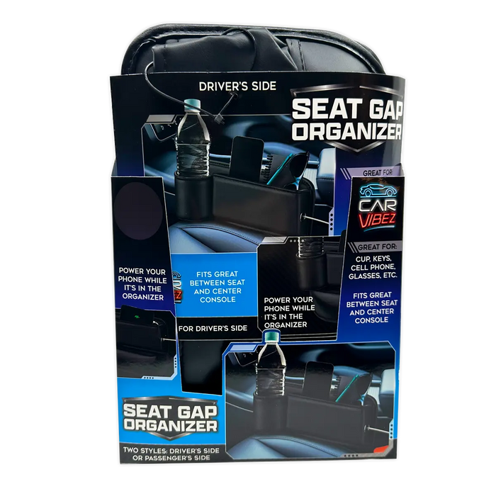 Seat Gap Filler Car Organizer - 6 Pieces Per Retail Ready Display 25804 CAR VIBEZ