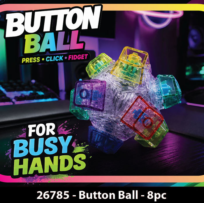 Sensory Fidget Click Keyboard Button Ball - 8 Pieces Per Retail Ready Display 26785