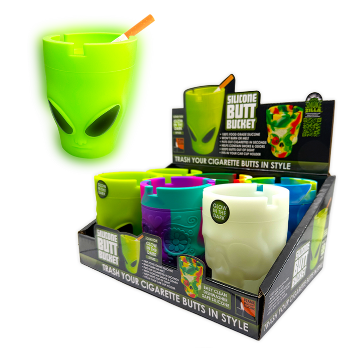 Silicone Glow in the Dark Butt Bucket Ashtray - 6 Pieces Per Retail Ready Display 26335