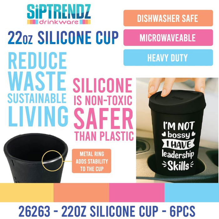 SipTrendz 22oz Silicone Cups - 6 Pieces Per Retail Ready Display 26263