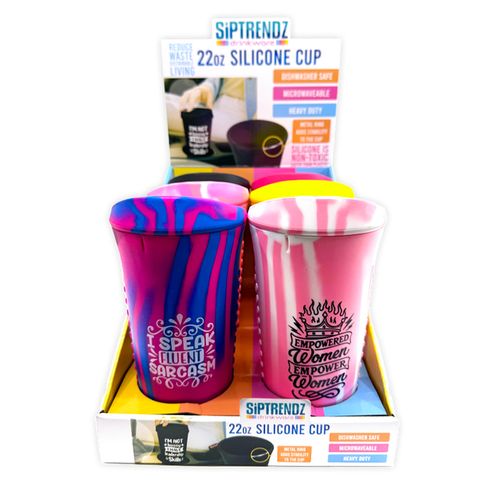 SipTrendz 22oz Silicone Cups - 6 Pieces Per Retail Ready Display 26263