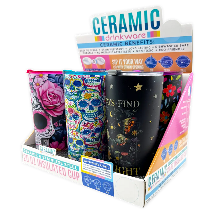 SipTrendz Ceramic 20oz Insulated Cups - 6 Pieces Per Retail Ready Display 25809 NOVELTY INC