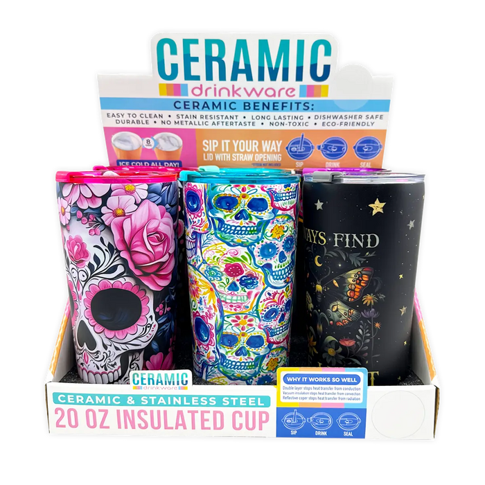 SipTrendz Ceramic 20oz Insulated Cups - 6 Pieces Per Retail Ready Display 25809 NOVELTY INC