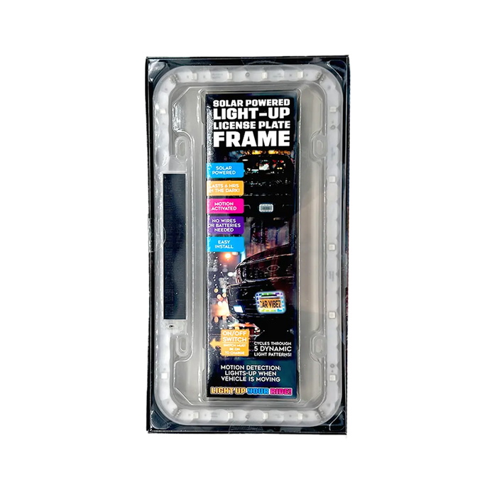 Solar Powered Light-Up License Plate Frame - 6 Pieces Per Retail Ready Display 25378 CAR VIBEZ