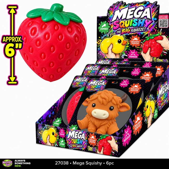 SquishZilla™ 6" Mega Stretchy Squishies - 6 Pieces Per Retail Ready Display 27038