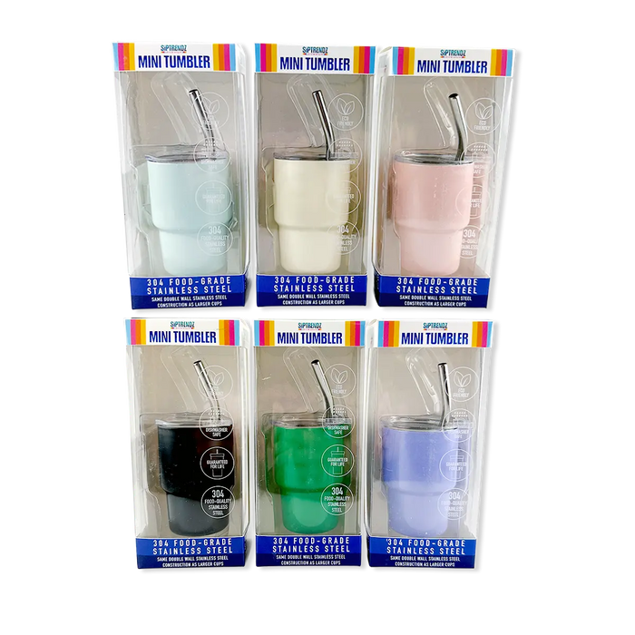 Stainless Steel 2oz Insulated Mini Shot Tumblers - 12 Pieces Per Retail Ready Display 25943 GEAR HEAD
