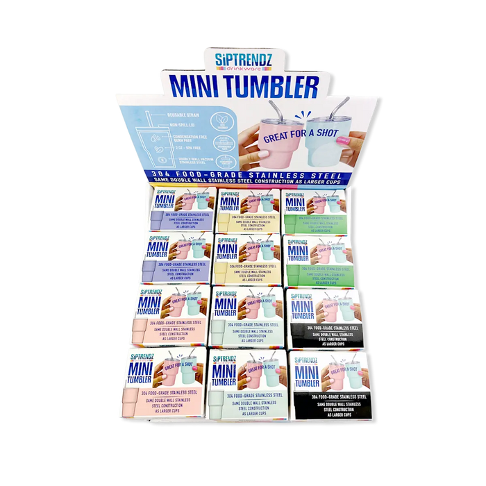 Stainless Steel 2oz Insulated Mini Shot Tumblers - 12 Pieces Per Retail Ready Display 25943 GEAR HEAD