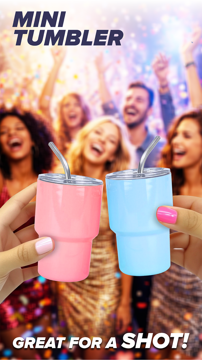 Stainless Steel 2oz Insulated Mini Shot Tumblers - 12 Pieces Per Retail Ready Display 26626