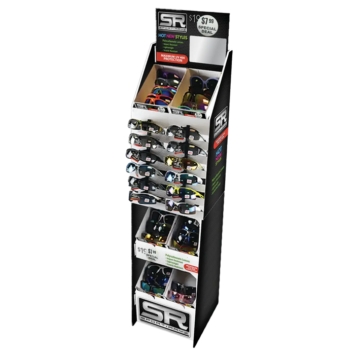 Sunglasses Sport Rayz Assortment Floor Display - 48 Pieces Per Retail Ready Display 88442 DRIVER'S EDGE