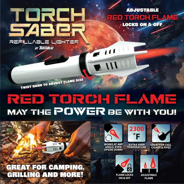 Torch Saber Torch Lighter with Red Flame - 6 Pieces Per Retail Ready Display 25028 SMOKEZILLA