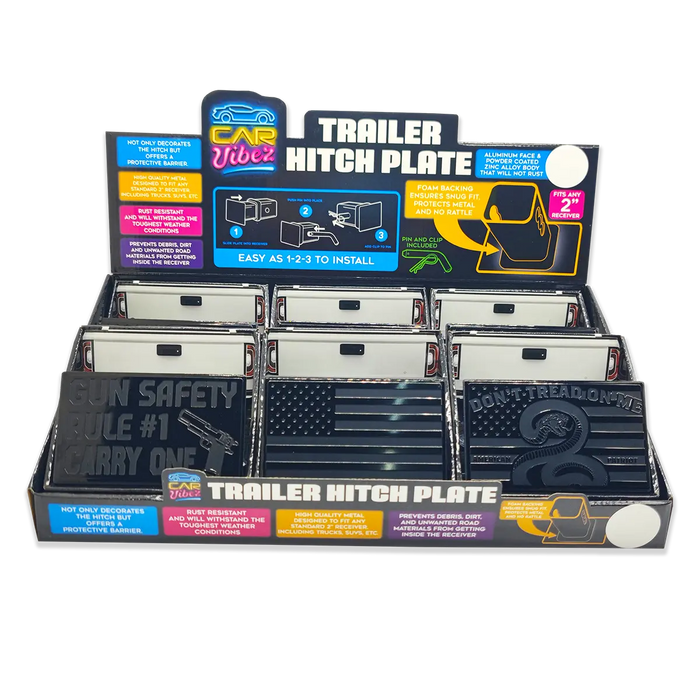 Trailer Hitch Plate Insert - 6 Pieces Per Retail Ready Display 24069 CAR VIBEZ