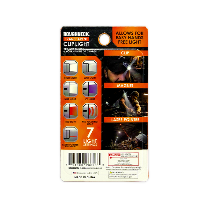 Transparent Clip Light - 12 pieces Per Retail Ready Display 26623