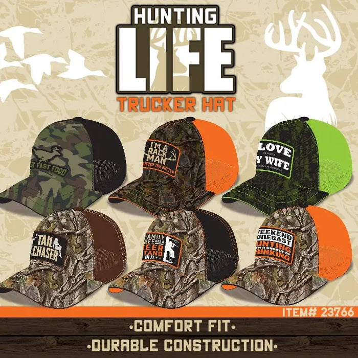 Trucker Hat Hunting Life Ball Cap - 6 Pieces Per Retail Ready Display 23766 ROUGHNECK