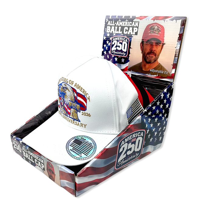 USA 250 Patriotic All-American Ball Cap Hat - 6 Pieces Per Retail Ready Display 26553