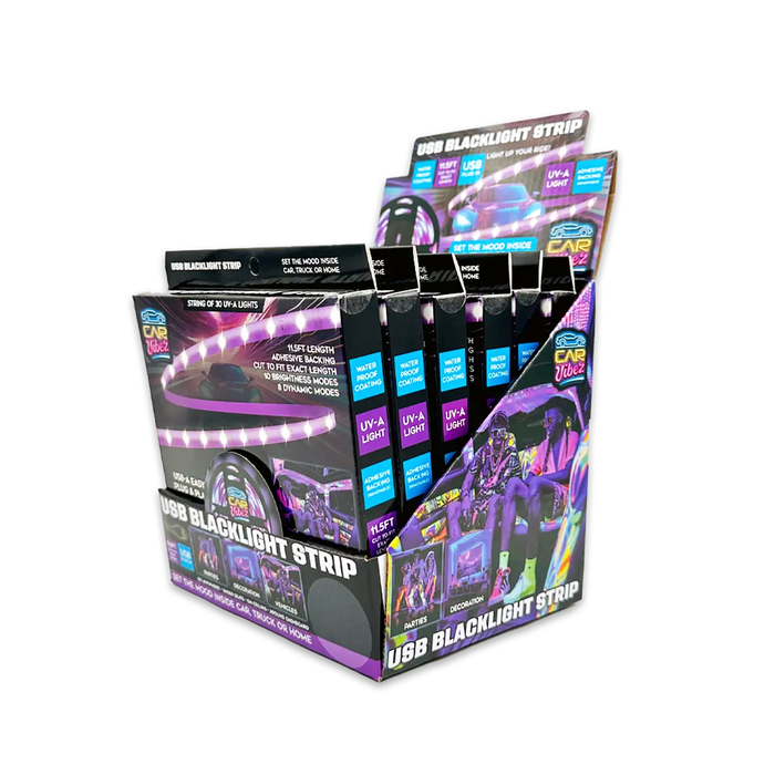 USB Blacklight Strip with Remote 11.5FT - 6 Pieces Per Retail Ready Display 25244 CAR VIBEZ