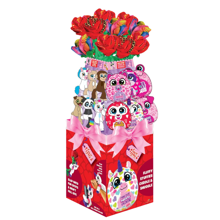 Valentine's Day Plush Rose Assortment Floor Display - 50 Pieces Per Retail Ready Display 88429 KIPP BROTHERS