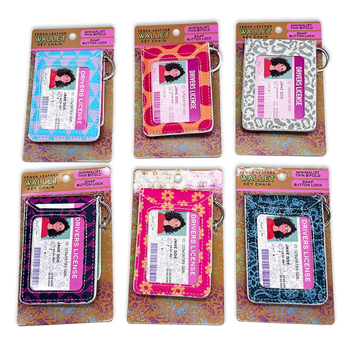 Vegan Leather Wallet Keychain - 6 Pieces Per Retail Ready Display 25130 NOVELTY INC