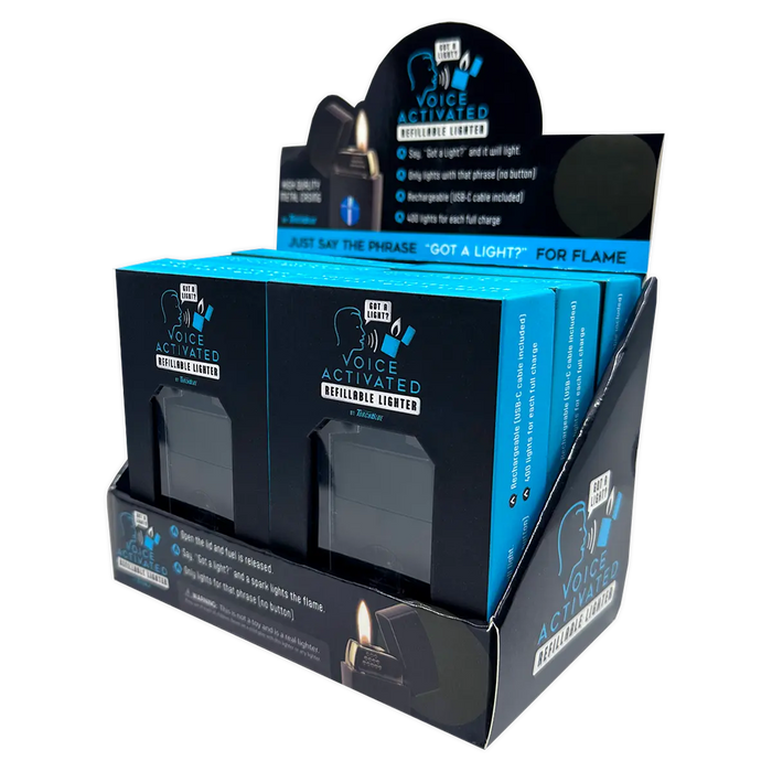 Voice Activated Flip Top Lighter - 6 Pieces Per Retail Ready Display 25288 TORCH BLUE