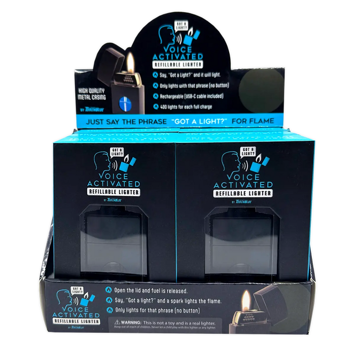 Voice Activated Flip Top Lighter - 6 Pieces Per Retail Ready Display 25288 TORCH BLUE