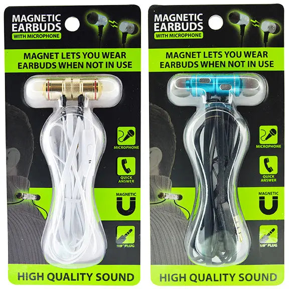 Wired Earbuds with Magnetic Connection - 6 Pieces Per Retail Ready Display 23800 GADGET GEAR
