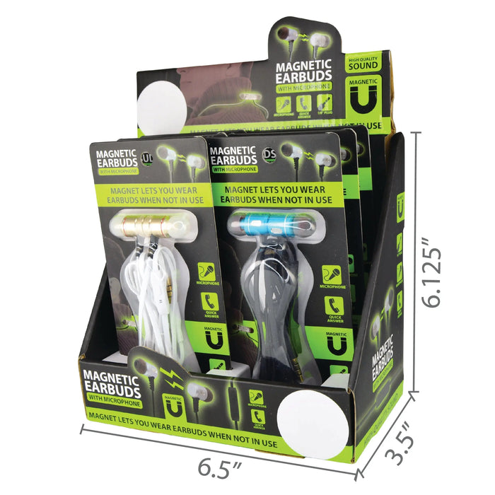 Wired Earbuds with Magnetic Connection - 6 Pieces Per Retail Ready Display 23800 GADGET GEAR