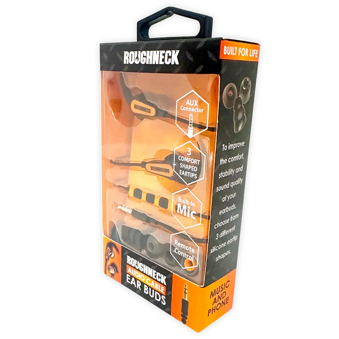 Wired Earbuds with Mic - 3 Pieces Per Pack 24539 ROUGHNECK