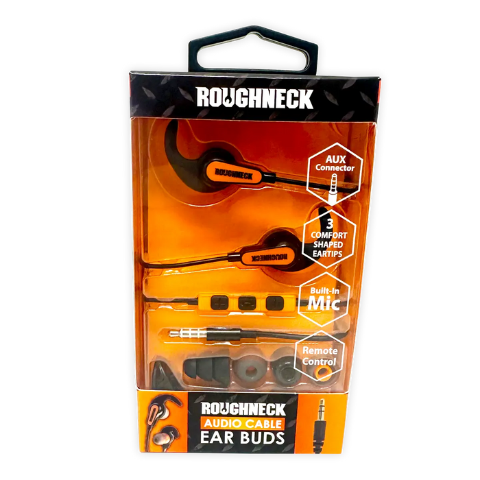 Wired Earbuds with Mic - 3 Pieces Per Pack 24539 ROUGHNECK