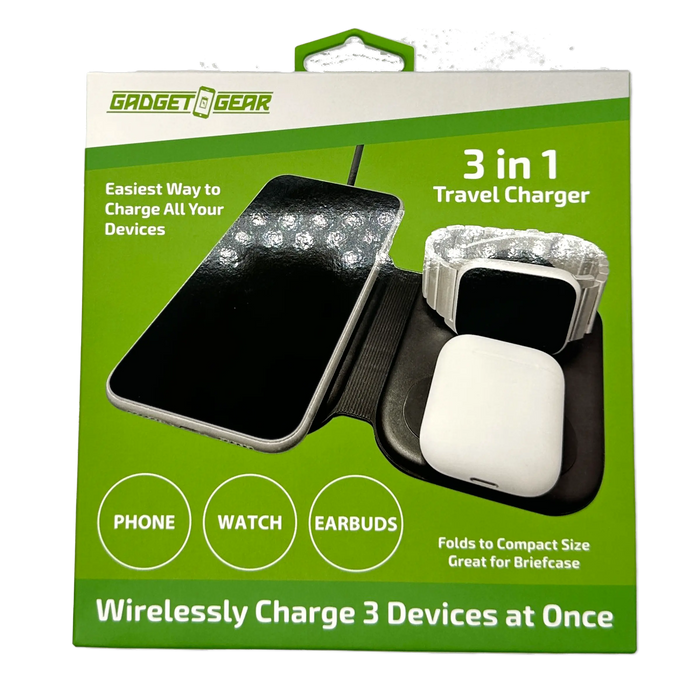 Wireless 3 in 1 Charging Travel Station - 4 Pieces Per Retail Ready Display 23754 GADGET GEAR