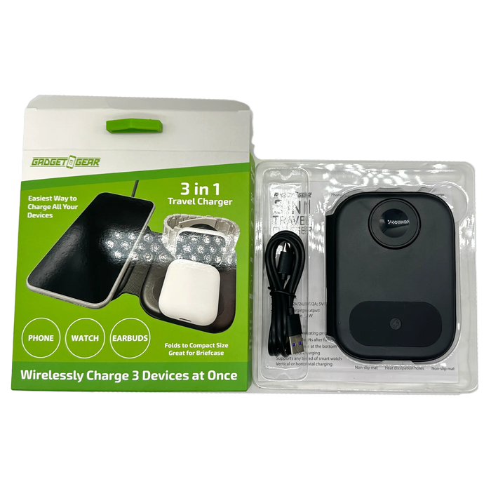 Wireless 3 in 1 Charging Travel Station - 4 Pieces Per Retail Ready Display 23754 GADGET GEAR