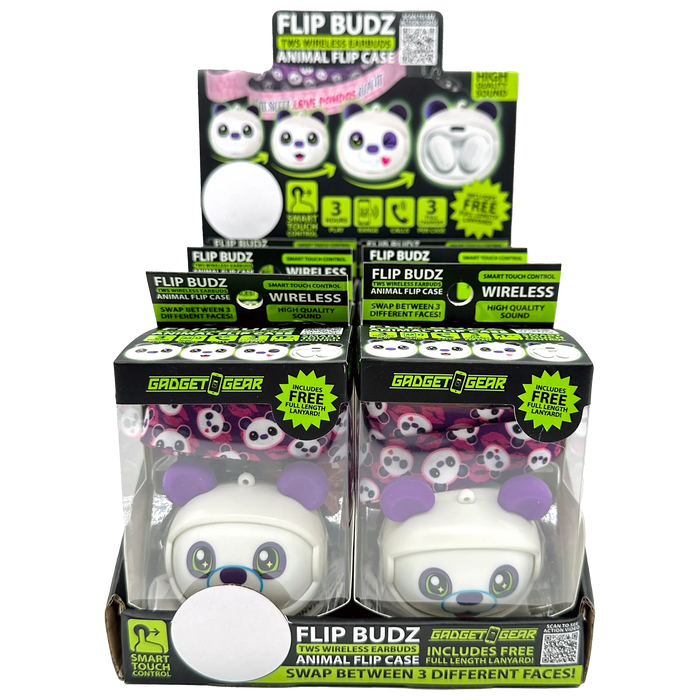 Wireless Earbuds Animal Themed with Case and Lanyard - 6 Pieces Per Retail Ready Display 23561 GADGET GEAR