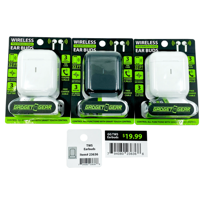 Wireless Earbuds with Case - 3 Pieces Per Pack 23636 GADGET GEAR