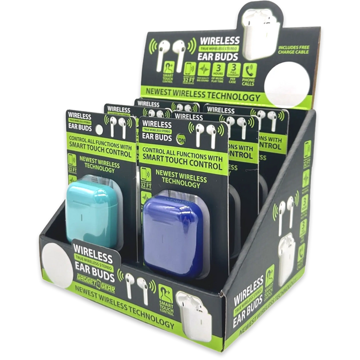 Wireless Earbuds with Case - 6 Pieces Per Retail Ready Display 23635 GADGET GEAR