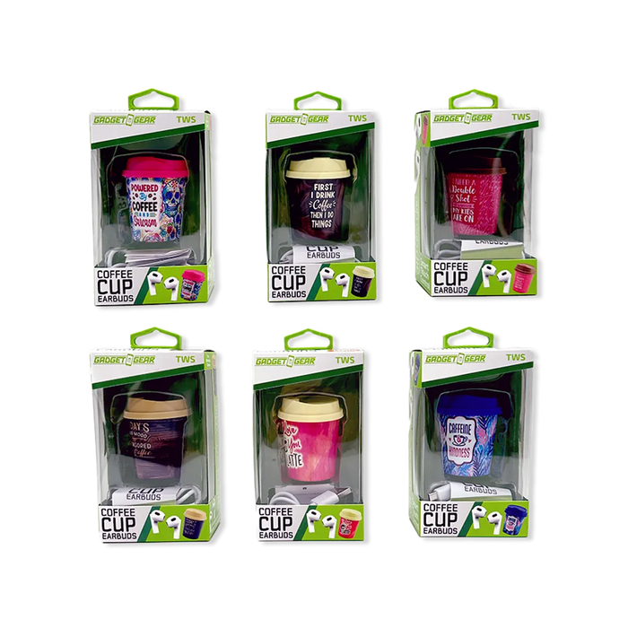 Wireless Earbuds with Coffee Cup Case - 6 Pieces Per Retail Ready Display 25286 GADGET GEAR